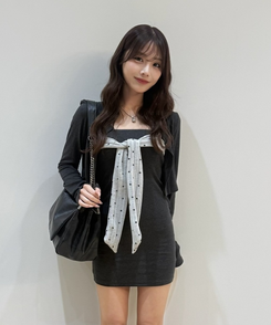 【SET】リボンポイントミニワンピース CHARCOAL