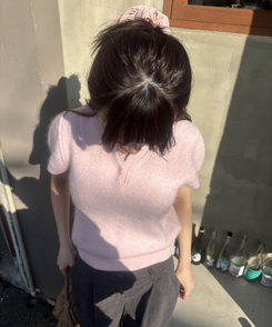 襟付き半袖ニット LIGHT PINK