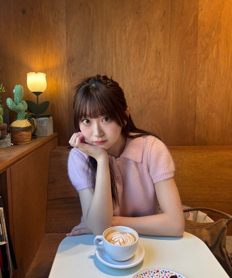 소피 카라 반팔 니트 연핑크