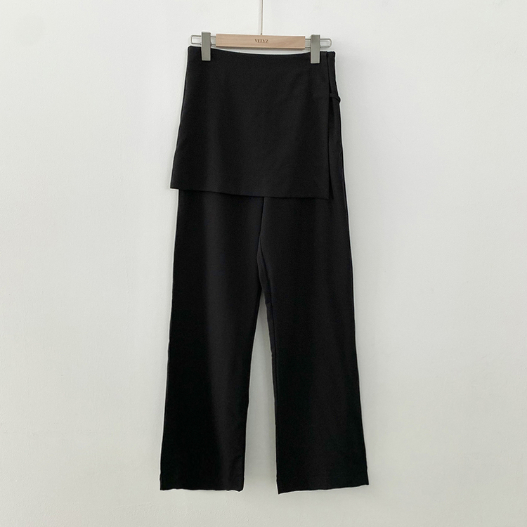 유니크 옆트임 미니버클 사이드 스트랩 랩스커트 일자 와이드 슬랙스 바지 롱팬츠 랩치마바지