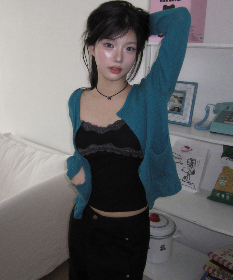 パンチングポケットカーディガン TEAL