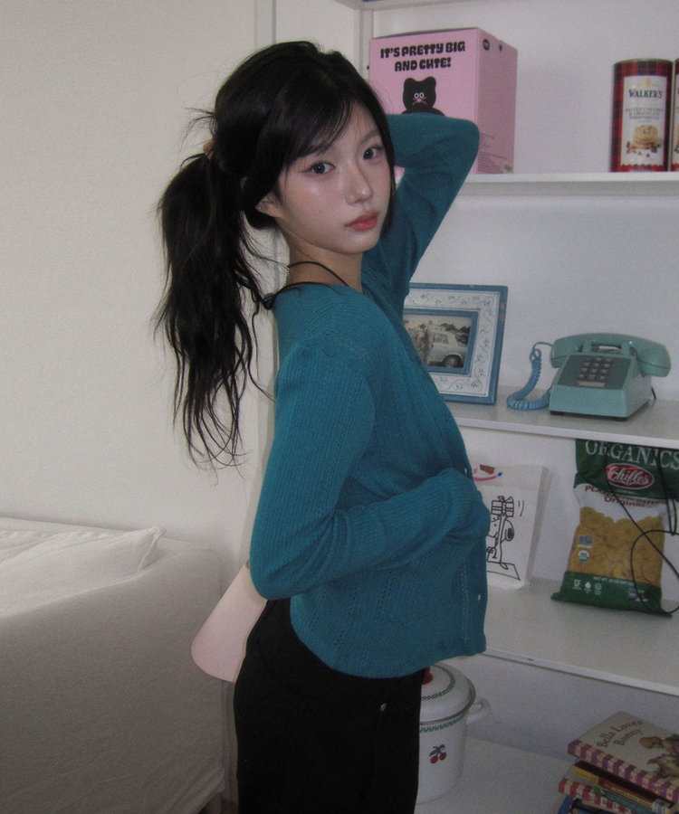 パンチングポケットカーディガン TEAL