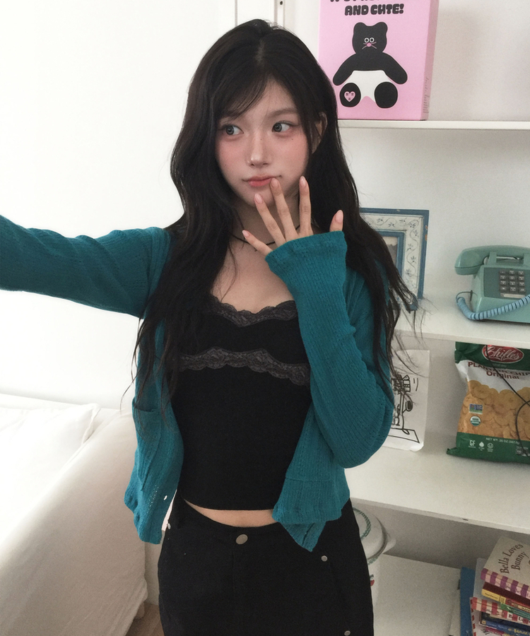 パンチングポケットカーディガン TEAL