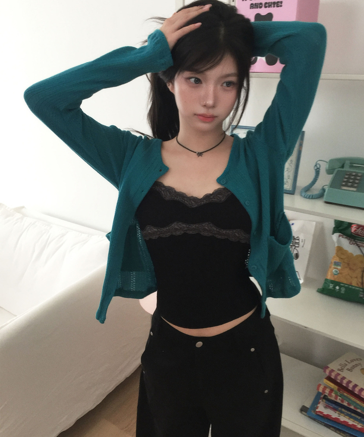 パンチングポケットカーディガン TEAL