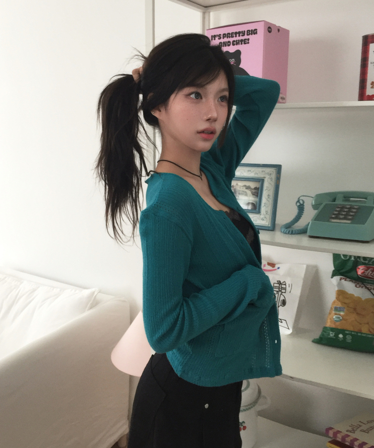 パンチングポケットカーディガン TEAL