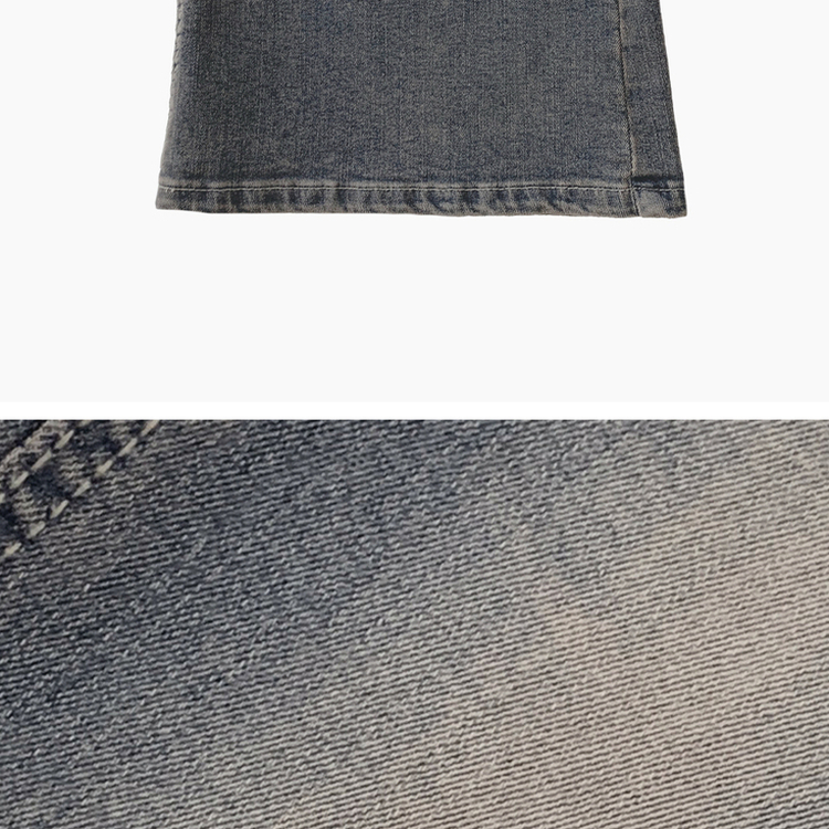 닉트 옐로우 워싱 스판 백포켓 로우라이즈 부츠컷 데님 팬츠