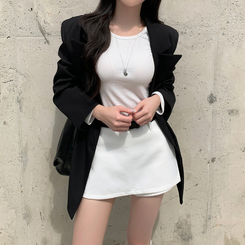 마일드 벨트세트 옆트임 미니 스커트 화이트