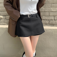 마일드 벨트세트 옆트임 미니 스커트 블랙