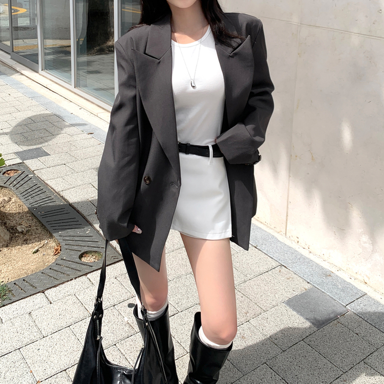 마일드 벨트세트 옆트임 미니 스커트 화이트