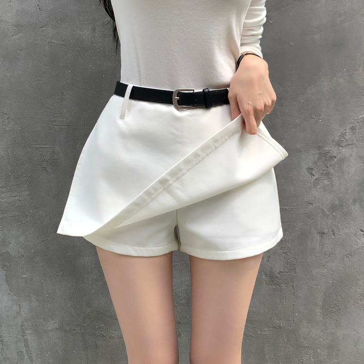 마일드 벨트세트 옆트임 미니 스커트 화이트