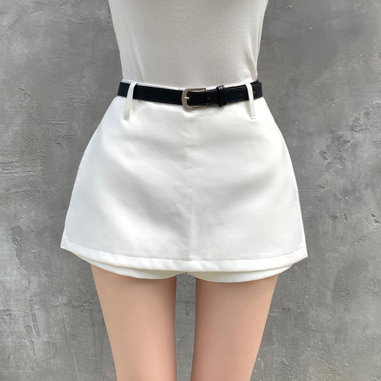 마일드 벨트세트 옆트임 미니 스커트 화이트
