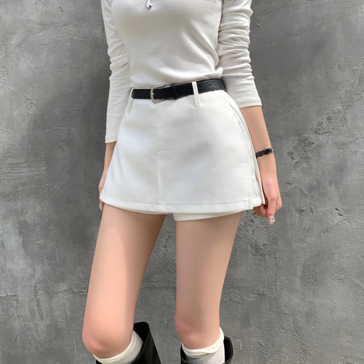 마일드 벨트세트 옆트임 미니 스커트 화이트