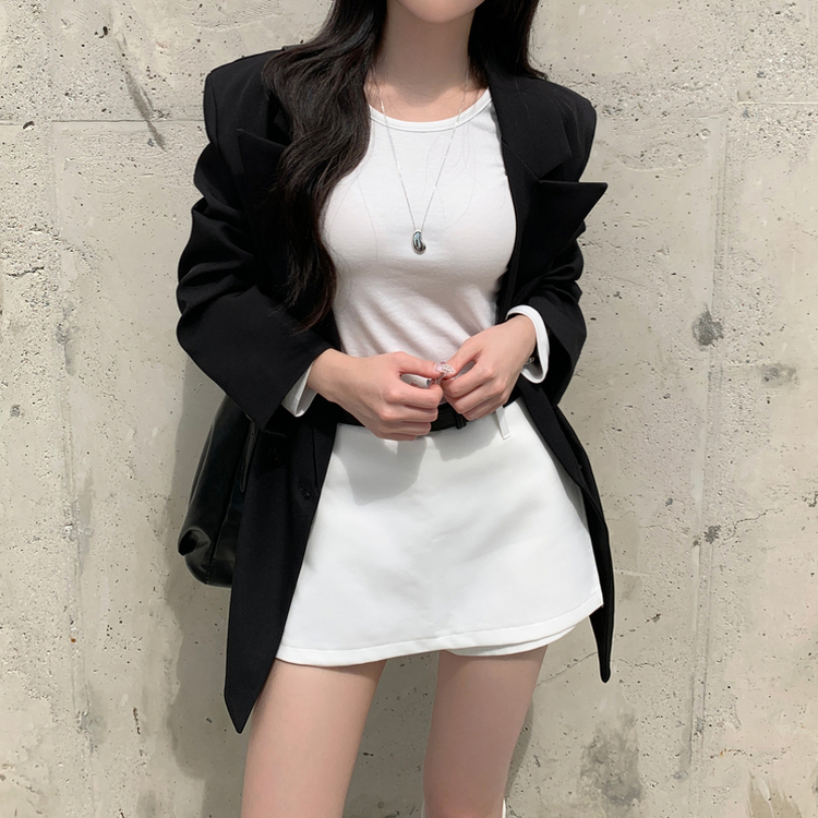 마일드 벨트세트 옆트임 미니 스커트 화이트