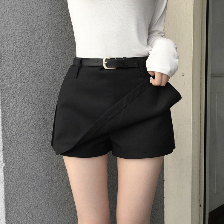 마일드 벨트세트 옆트임 미니 스커트 블랙