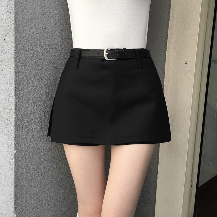 마일드 벨트세트 옆트임 미니 스커트 블랙