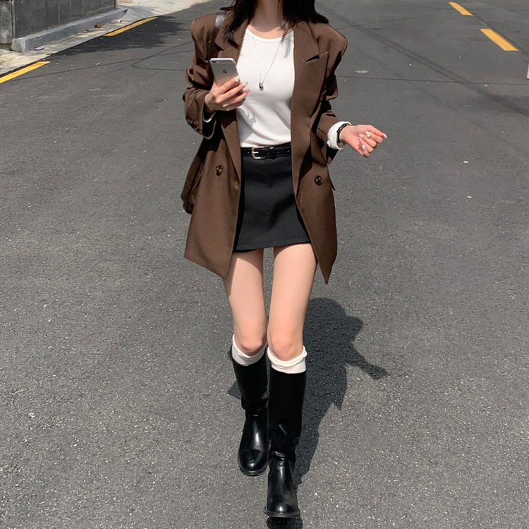 마일드 벨트세트 옆트임 미니 스커트 블랙