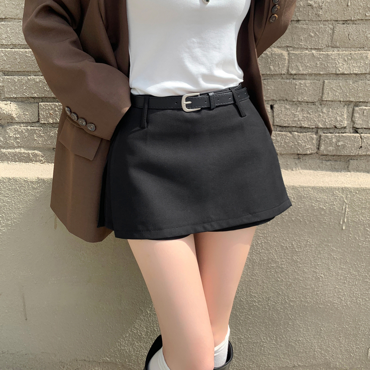 마일드 벨트세트 옆트임 미니 스커트 블랙