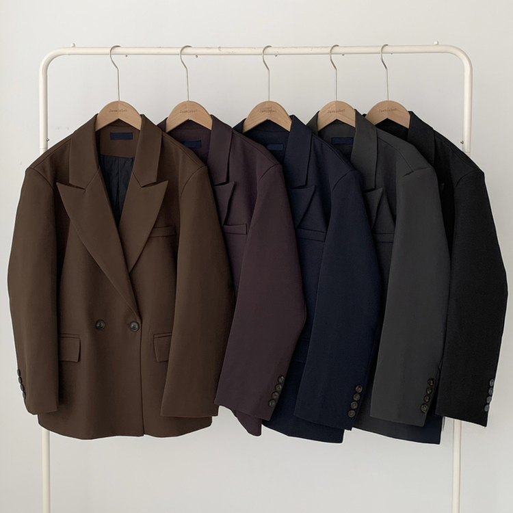 퍼팅 카라 오버핏 뒷트임 어깨패트 블레이저 자켓