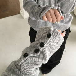 레히 울 브이넥 소매버튼 단추 루즈핏 오버핏 레이어드 니트 그레이