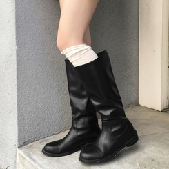 젠타 유광 롱 부츠 워커 블랙