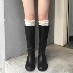 젠타 유광 롱 부츠 워커 블랙