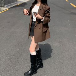 젠타 유광 롱 부츠 워커 블랙