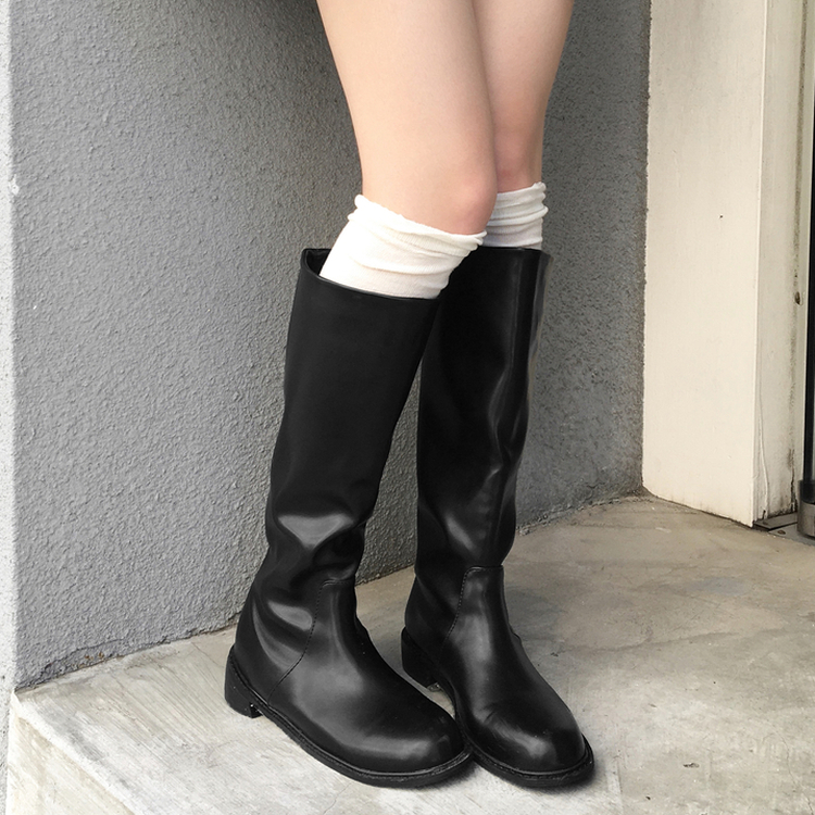 젠타 유광 롱 부츠 워커 블랙