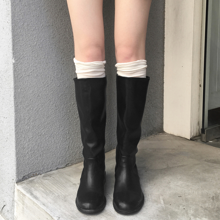 젠타 유광 롱 부츠 워커 블랙