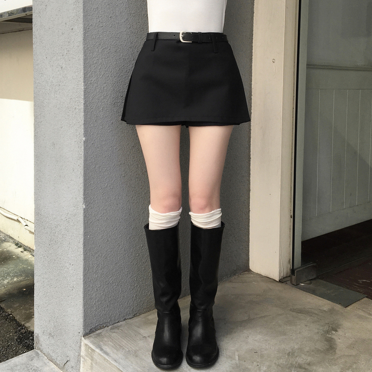 젠타 유광 롱 부츠 워커 블랙