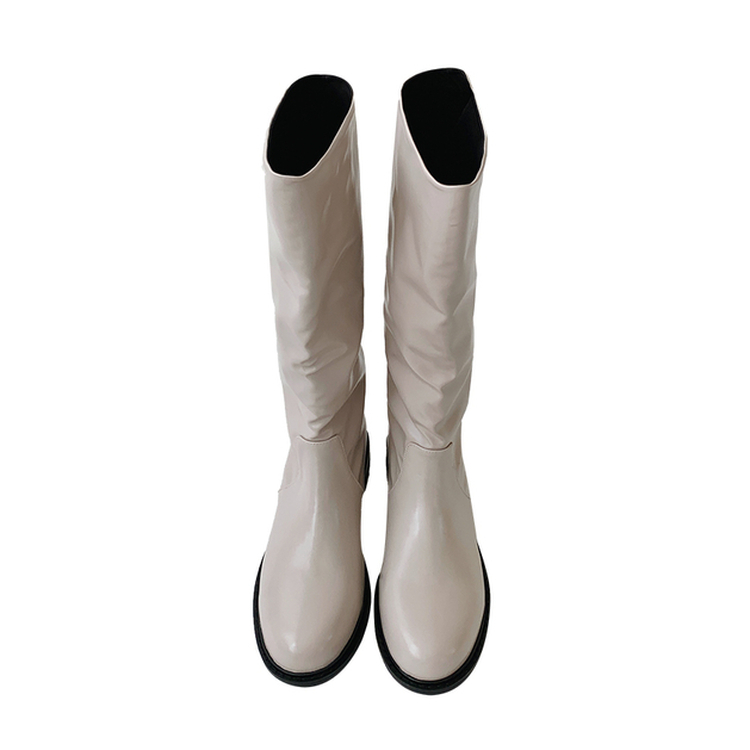 젠타 유광 롱 부츠 워커