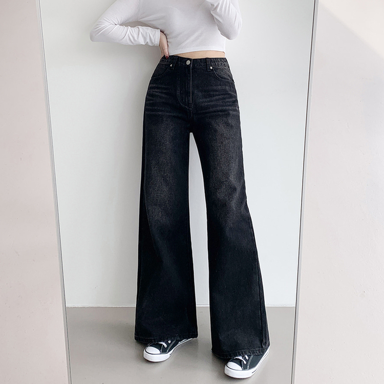 【丈別】フレアブーツカットデニムパンツ BLACK DENIM