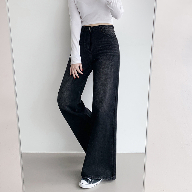 【丈別】フレアブーツカットデニムパンツ BLACK DENIM