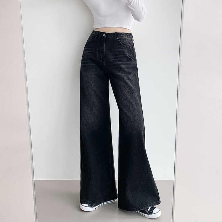【丈別】フレアブーツカットデニムパンツ BLACK DENIM