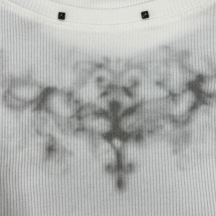 스텔라 실버 스터드 레이어드 홀터 골지긴팔 배색티셔츠