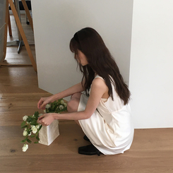 スクエアフラットシューズ BLACK