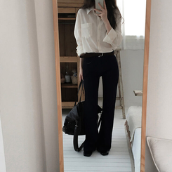 スクエアフラットシューズ BLACK