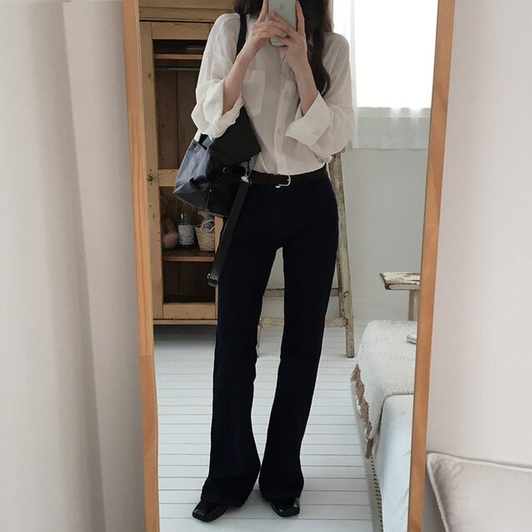 スクエアフラットシューズ BLACK