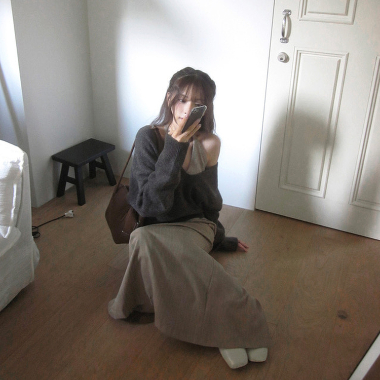 スクエアフラットシューズ IVORY