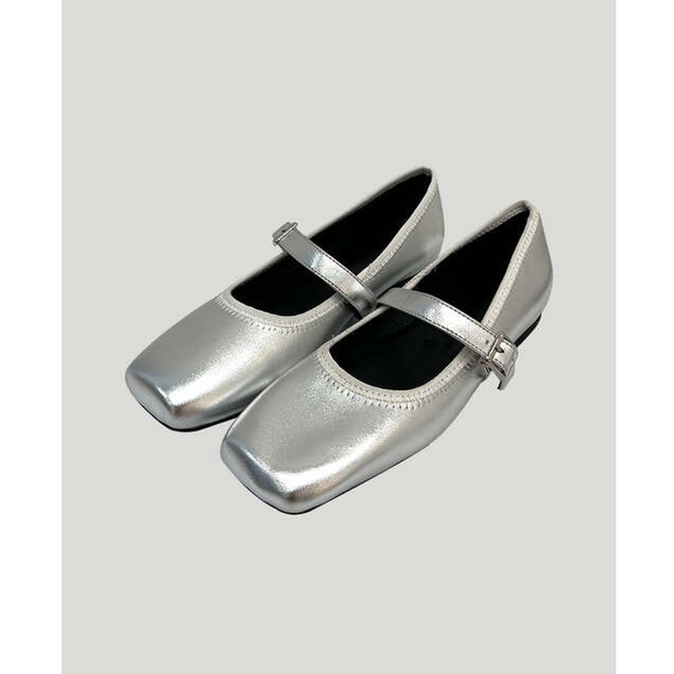 スクエアフラットシューズ