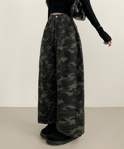 【丈別】ミリタリーフローワイドパンツ GRAY