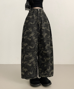 【丈別】ミリタリーフローワイドパンツ GRAY