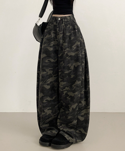 【丈別】ミリタリーフローワイドパンツ GRAY