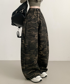 【丈別】ミリタリーフローワイドパンツ KHAKI