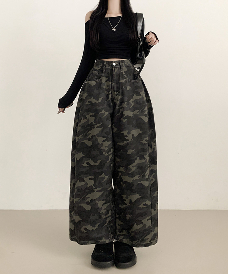 【丈別】ミリタリーフローワイドパンツ GRAY