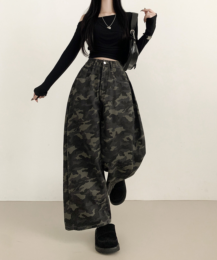 【丈別】ミリタリーフローワイドパンツ GRAY