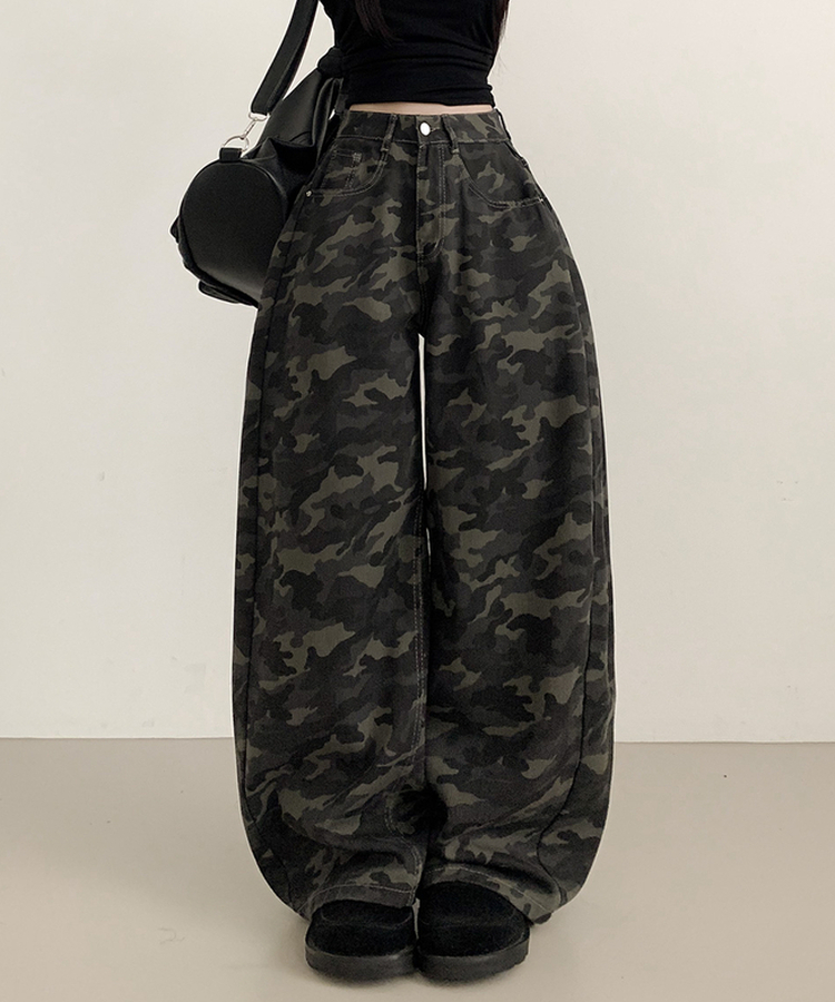 【丈別】ミリタリーフローワイドパンツ GRAY