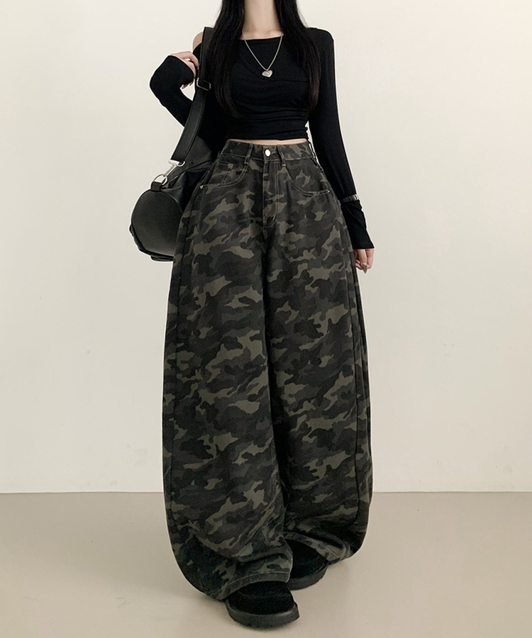 【丈別】ミリタリーフローワイドパンツ GRAY