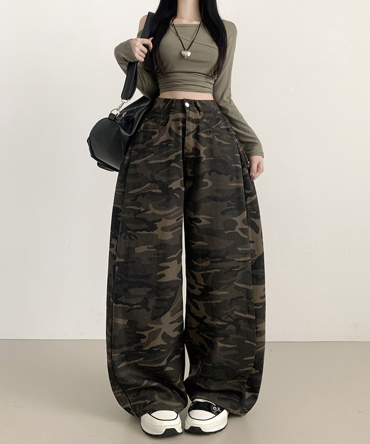 【丈別】ミリタリーフローワイドパンツ KHAKI