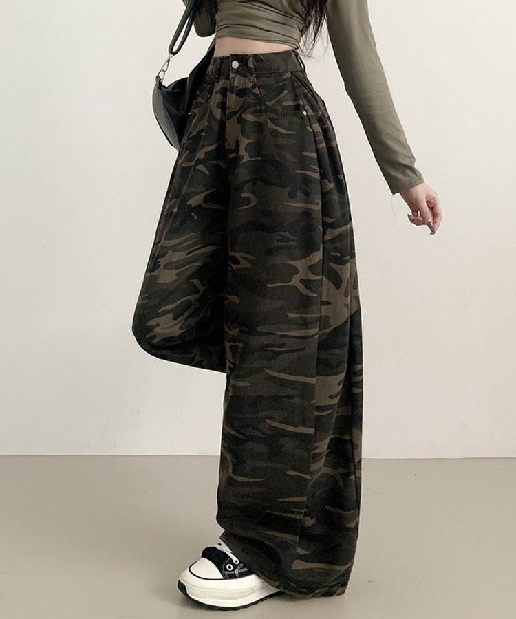 【丈別】ミリタリーフローワイドパンツ KHAKI