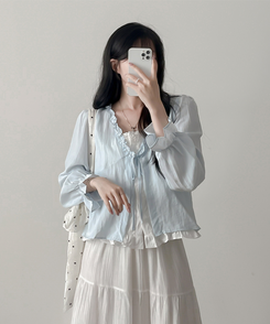 フリルレイヤードブラウス SKY BLUE